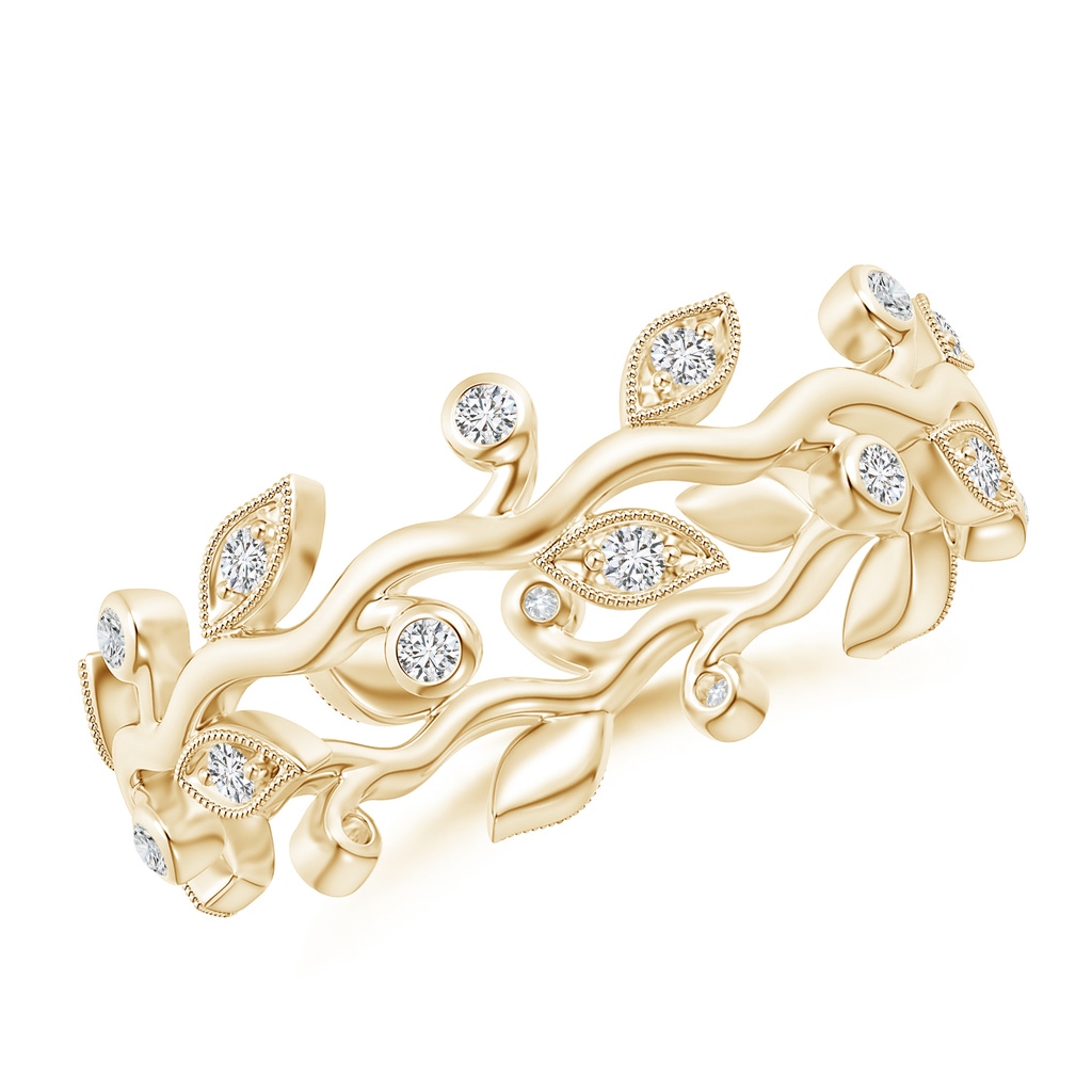 1.3mm HSI2 Diamond Vine and Leaf Eternity Band in 75 Yellow Gold