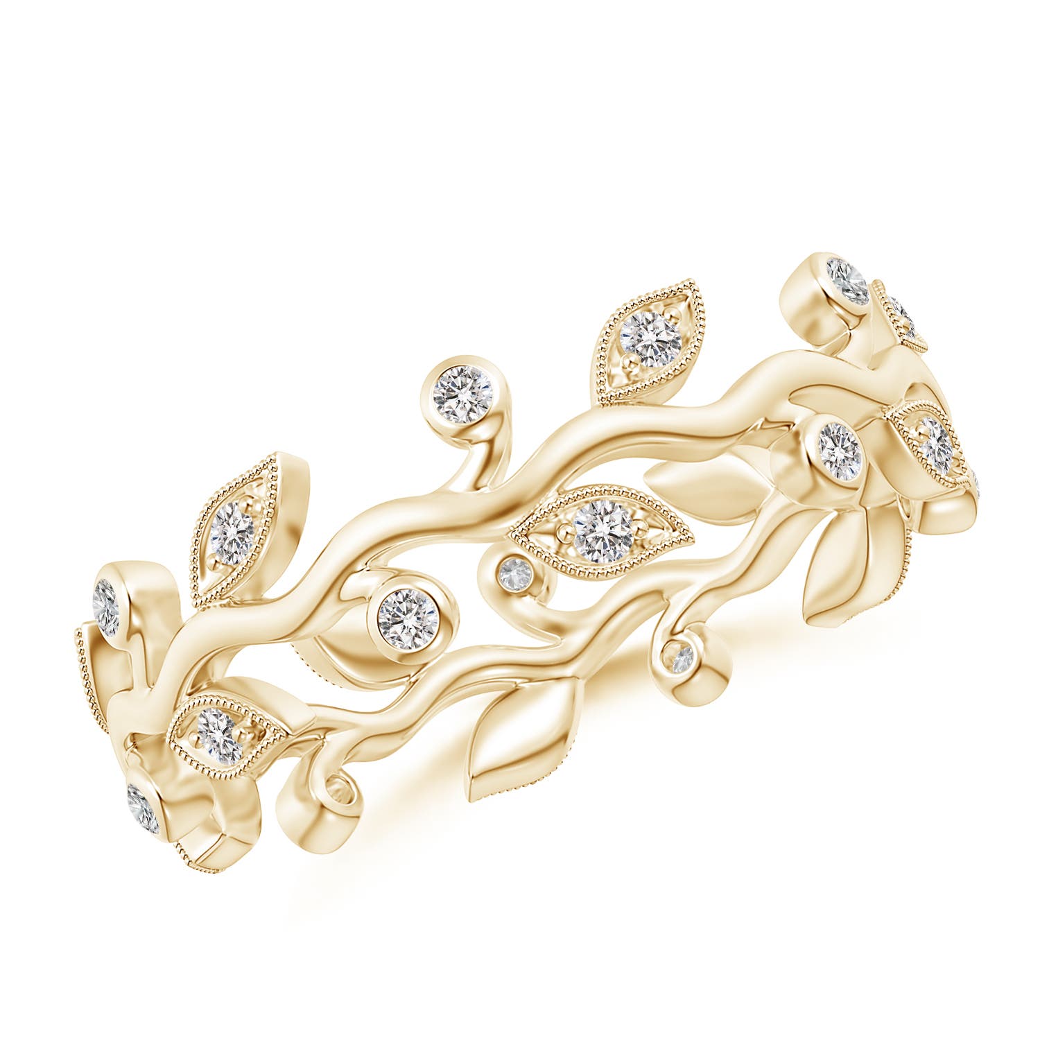 1.3mm IJI1I2 Diamond Vine and Leaf Eternity Band in 55 Yellow Gold