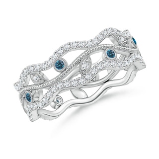 1.5mm AAA Bezel-Set Blue Diamond Vine and Leaf Eternity Band in 55 10K White Gold