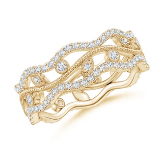 1.5mm GVS2 Bezel-Set Diamond Vine and Leaf Eternity Band in 60 Yellow Gold