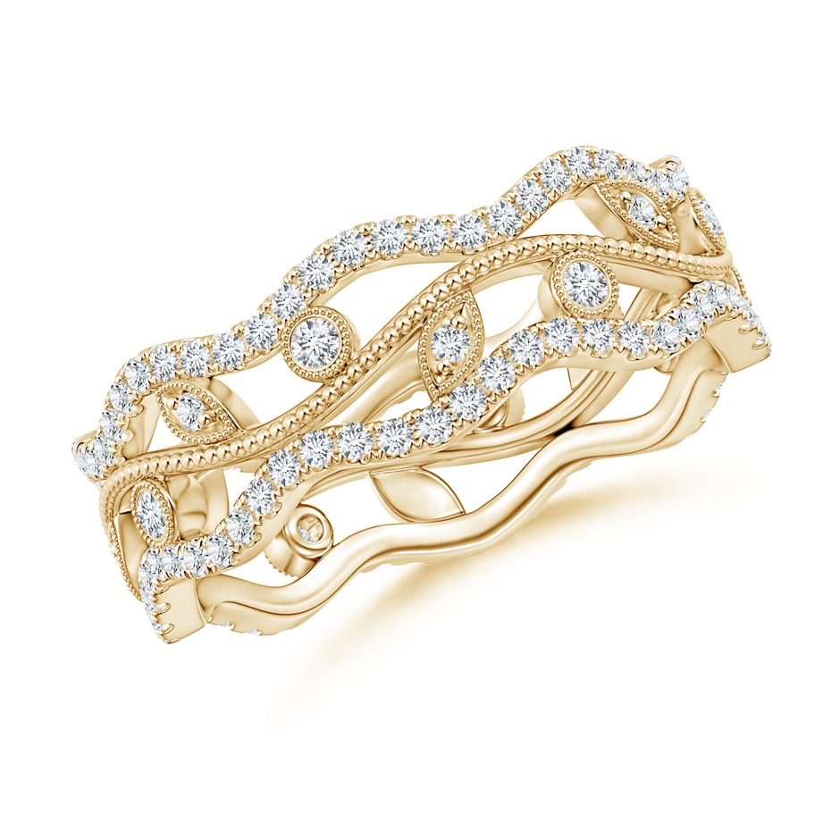 1.5mm GVS2 Bezel-Set Diamond Vine and Leaf Eternity Band in 60 Yellow Gold 