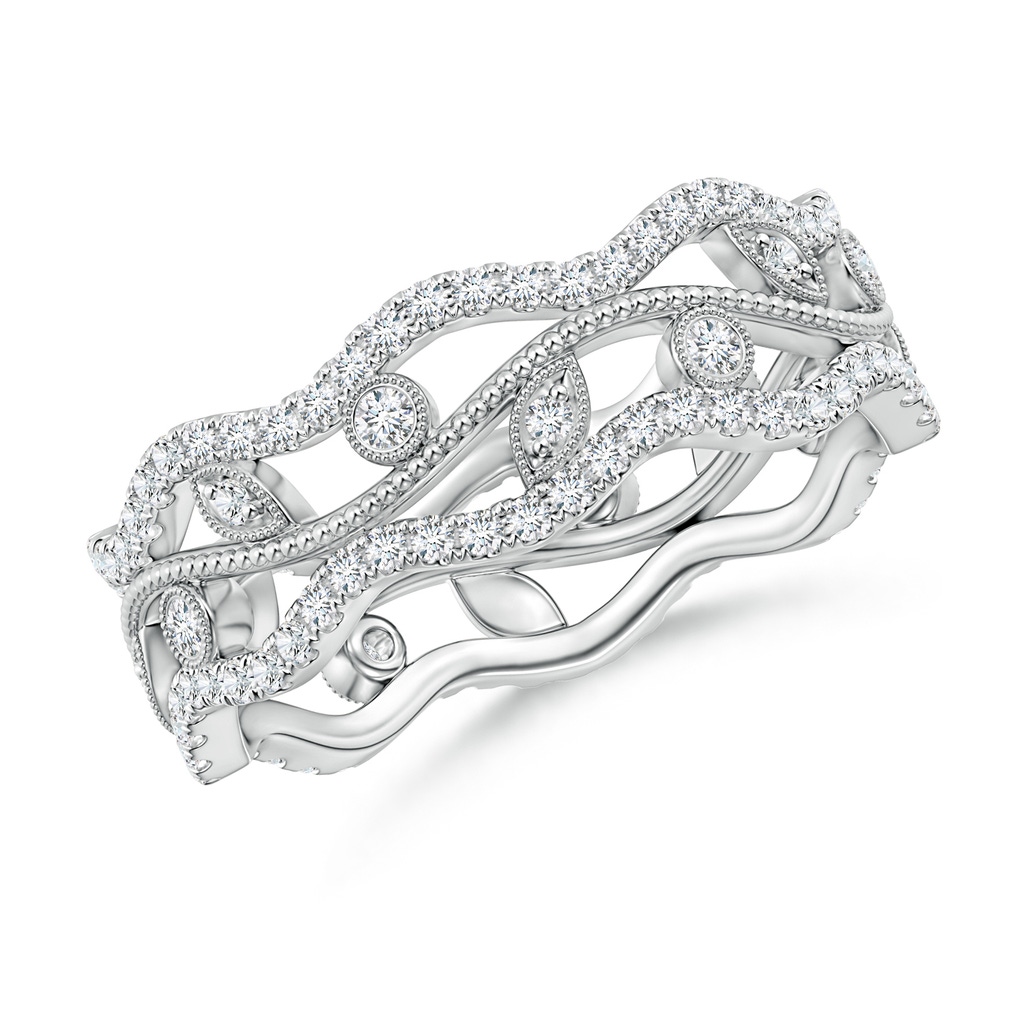 1.5mm GVS2 Bezel-Set Diamond Vine and Leaf Eternity Band in 75 White Gold