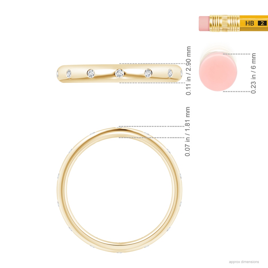 1.3mm GVS2 Gypsy-Set Round Diamond Eternity Band in 9K Yellow Gold ruler