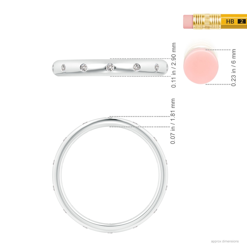 1.3mm IJI1I2 Gypsy-Set Round Diamond Eternity Band in 9K White Gold ruler