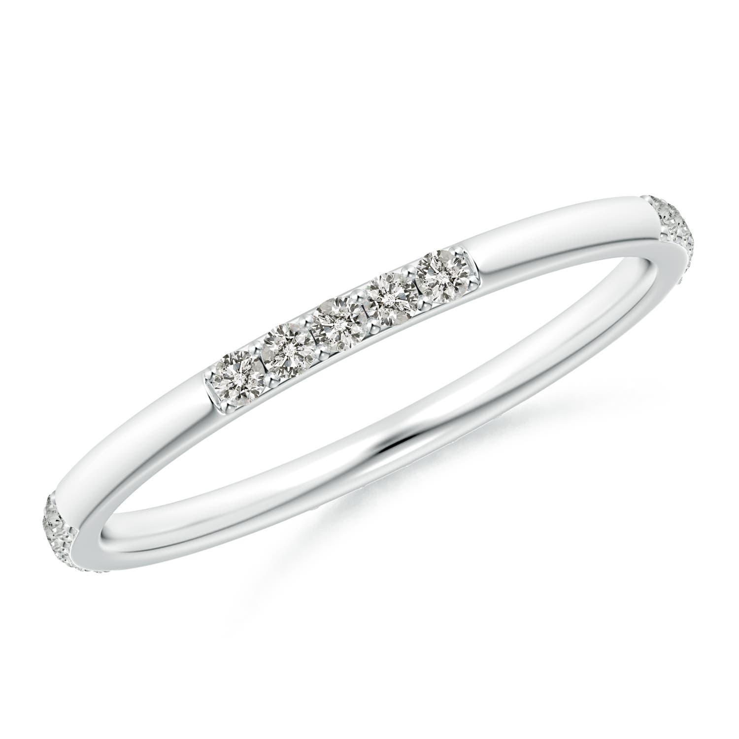 1.3mm KI3 Prong-Set Diamond Stackable Wedding Band in 50 White Gold