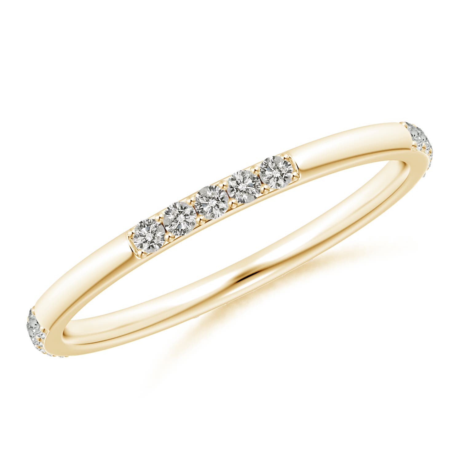 1.3mm KI3 Prong-Set Diamond Stackable Wedding Band in 75 Yellow Gold
