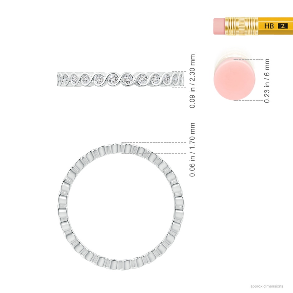 1.45mm HSI2 Bezel-Set Diamond Eternity Stackable Band in 50 P950 Platinum ruler