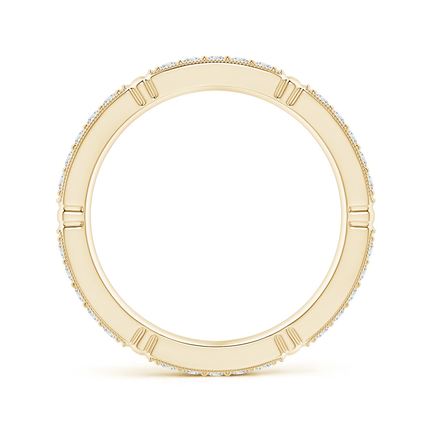 1.4mm GVS2 Pave-Set Diamond Eternity Stackable Band in 50 Yellow Gold