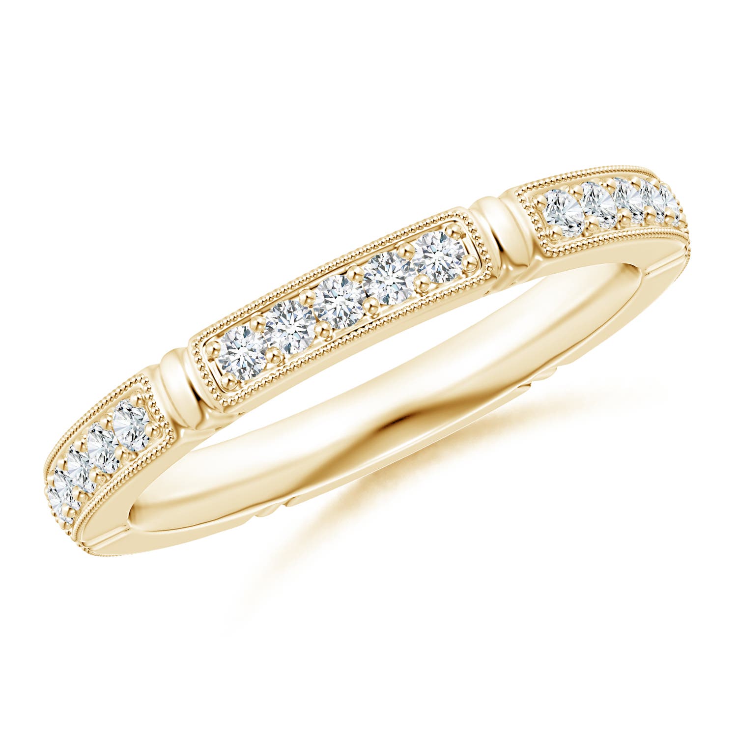 1.4mm GVS2 Pave-Set Diamond Eternity Stackable Band in 70 Yellow Gold