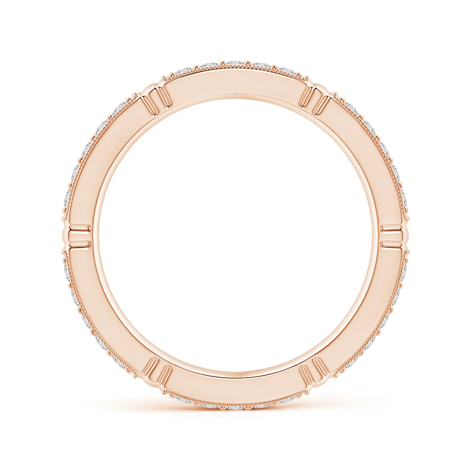1.4mm HSI2 Pave-Set Diamond Eternity Stackable Band in 50 Rose Gold