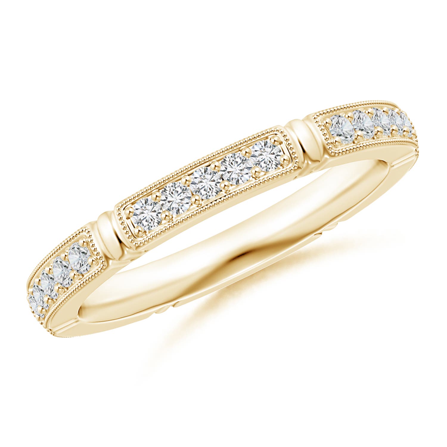 1.4mm HSI2 Pave-Set Diamond Eternity Stackable Band in 50 Yellow Gold
