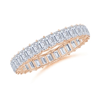 3x2mm GVS2 Prong-Set Emerald-Cut Diamond Eternity Wedding Ring in 55 9K Rose Gold