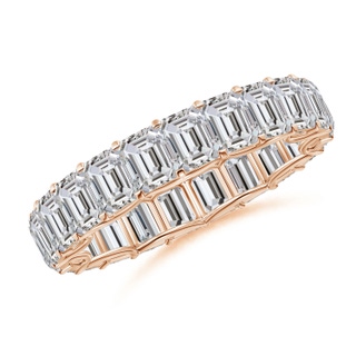 4x3mm IJI1I2 Prong-Set Emerald-Cut Diamond Eternity Wedding Ring in 55 Rose Gold