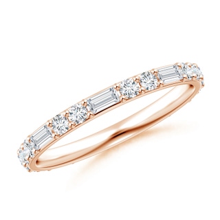 3x1.5mm GVS2 Baguette and Round Diamond Eternity Wedding Ring in 55 10K Rose Gold