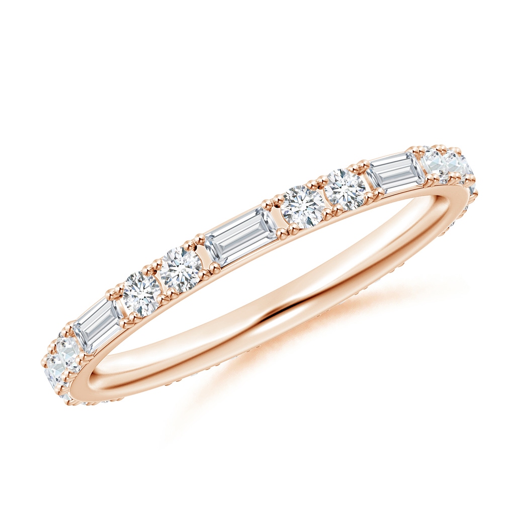3x1.5mm GVS2 Baguette and Round Diamond Eternity Wedding Ring in 75 Rose Gold