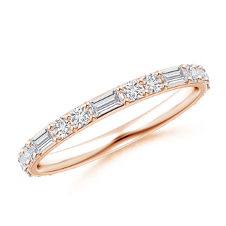 3x1.5mm HSI2 Baguette and Round Diamond Eternity Wedding Ring in 55 Rose Gold