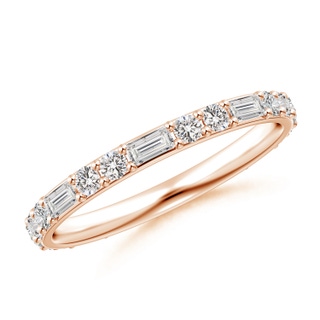 3x1.5mm IJI1I2 Baguette and Round Diamond Eternity Wedding Ring in 55 10K Rose Gold