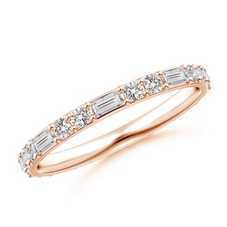 3x1.5mm IJI1I2 Baguette and Round Diamond Eternity Wedding Ring in 55 Rose Gold