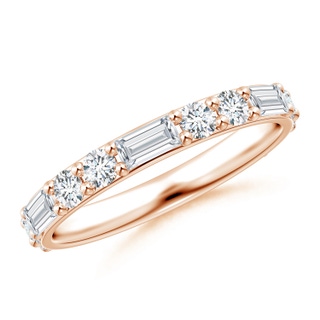 4x2mm GVS2 Baguette and Round Diamond Eternity Wedding Ring in 55 Rose Gold
