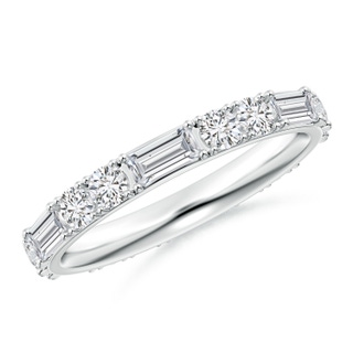 4x2mm HSI2 Baguette and Round Diamond Eternity Wedding Ring in 75 White Gold