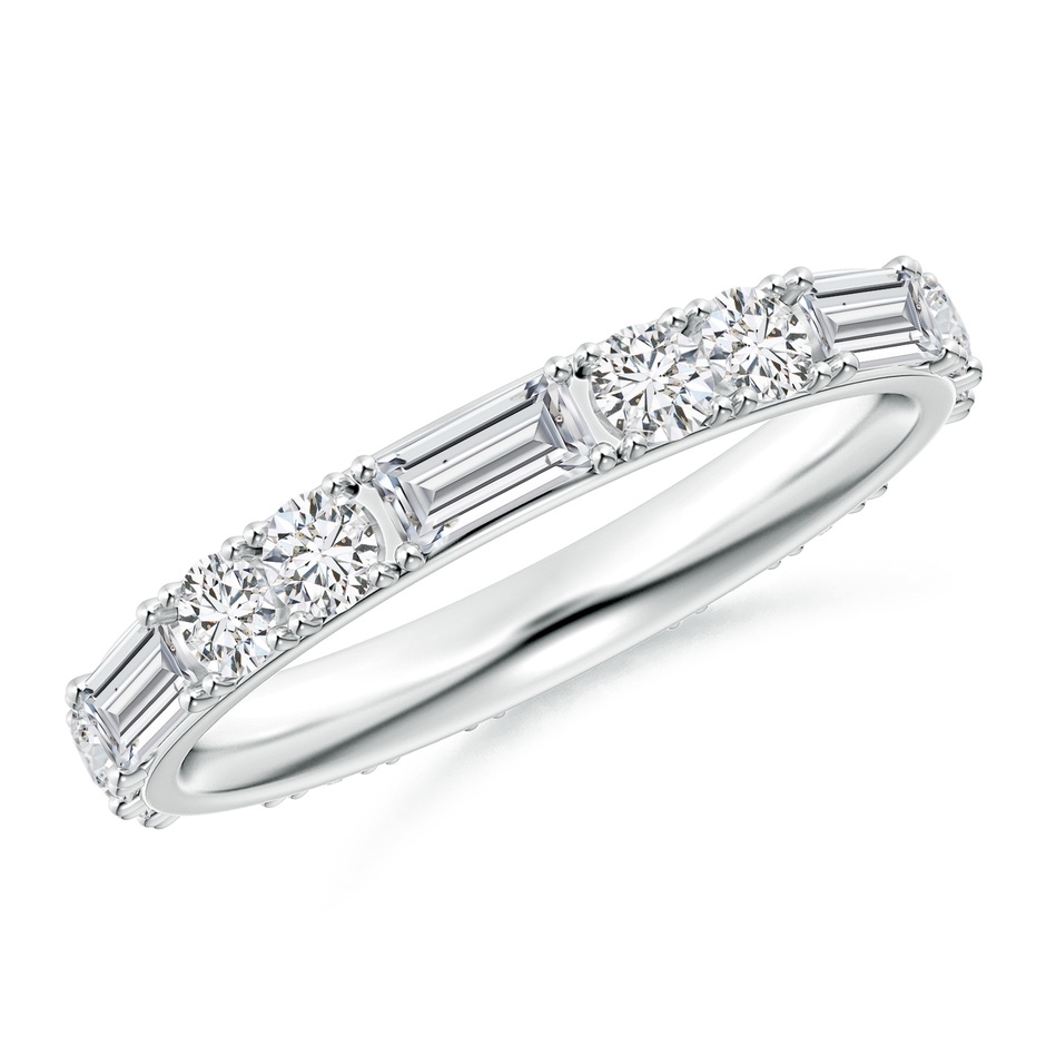 4x2mm HSI2 Baguette and Round Diamond Eternity Wedding Ring in 75 White Gold 