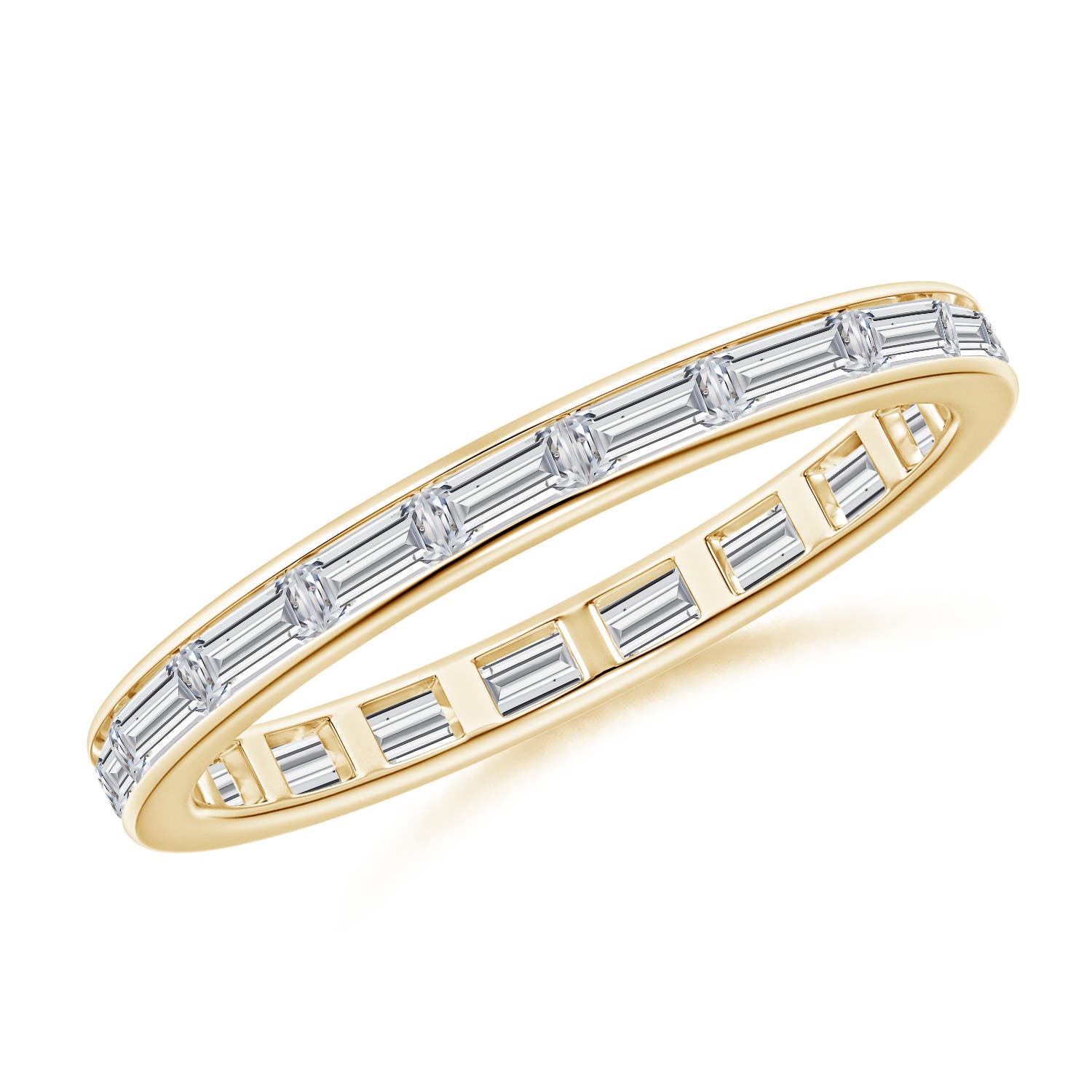 3x1.5mm HSI2 Channel-Set Baguette Diamond Full Eternity Wedding Ring in 55 Yellow Gold