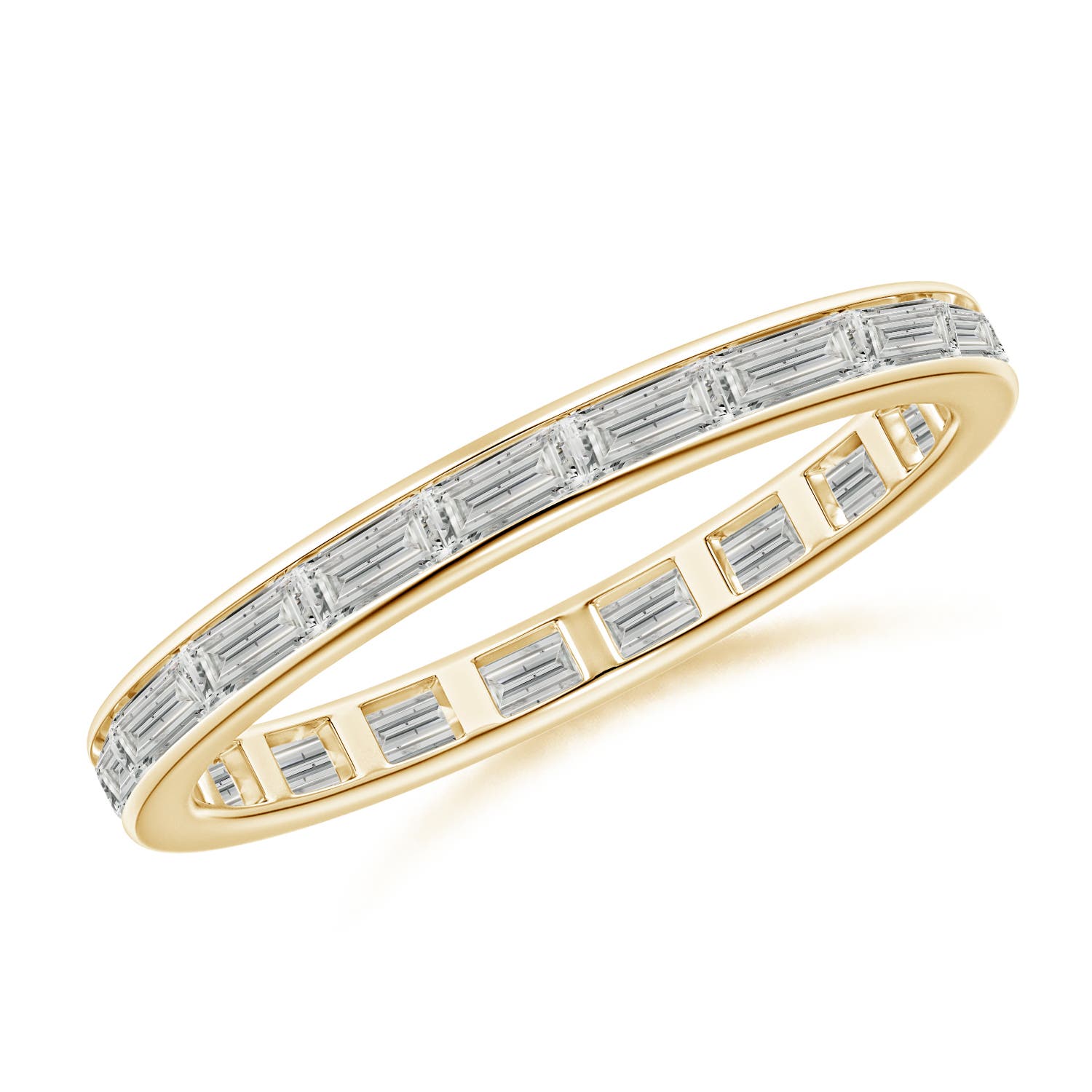 3x1.5mm KI3 Channel-Set Baguette Diamond Full Eternity Wedding Ring in 55 Yellow Gold