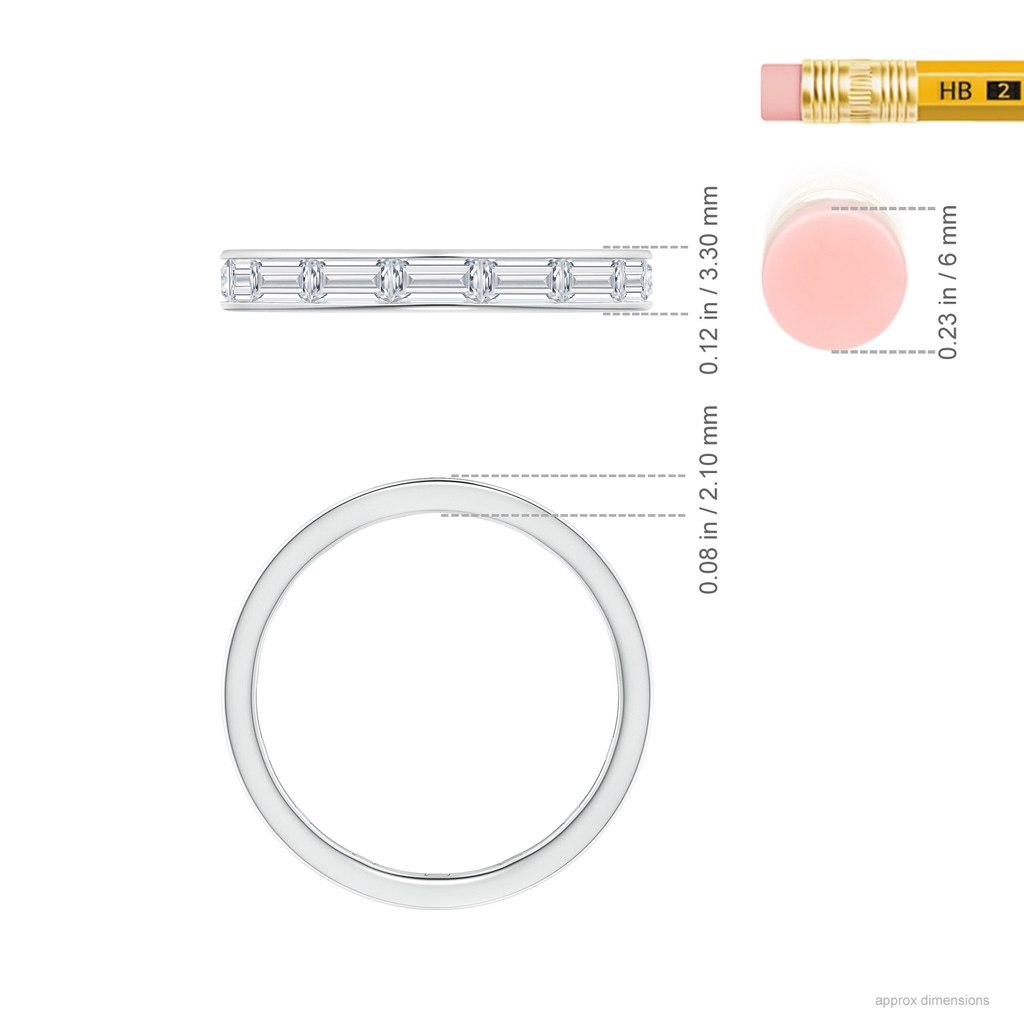 4x2mm GVS2 Channel-Set Baguette Diamond Full Eternity Wedding Ring in 70 P950 Platinum Ruler