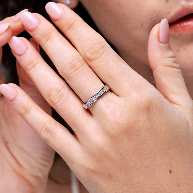 Thin Diamond Band 1/2 Carat (ctw) 14K White Gold Round Diamond