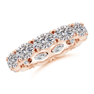6x4mm IJI1I2 East-West Oval Diamond Eternity Wedding Band in 60 Rose Gold