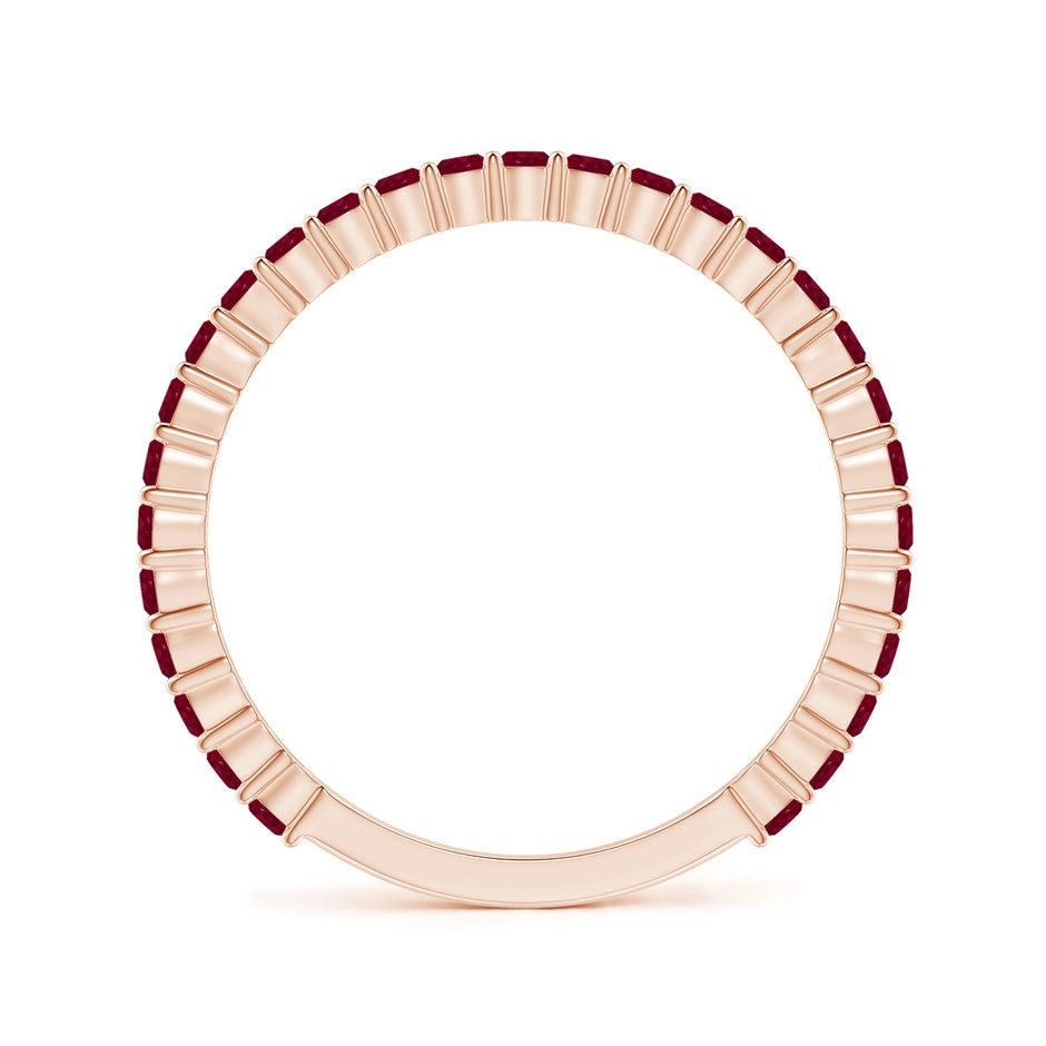 1.6mm A Prong Set Round Ruby Eternity Wedding Band in Rose Gold side-1