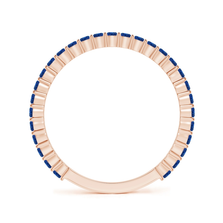 1.6mm AAA Prong Set Round Blue Sapphire Eternity Wedding Band in Rose Gold side-1