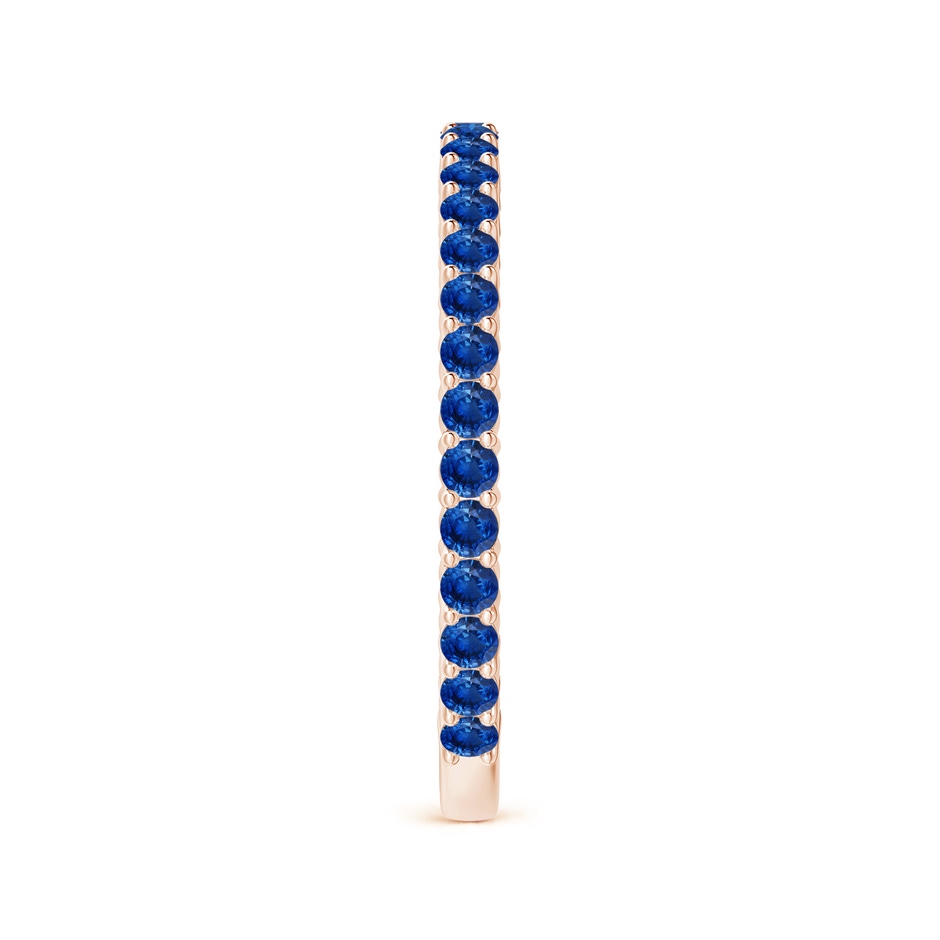 1.6mm AAA Prong Set Round Blue Sapphire Eternity Wedding Band in Rose Gold side-2