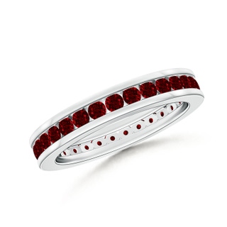 1.7mm AAAA Channel Set Eternity Ruby Wedding Band in 75 P950 Platinum