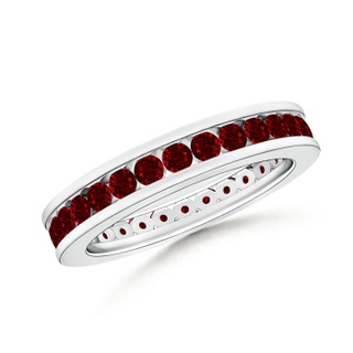 2mm AAAA Channel Set Eternity Ruby Wedding Band in 55 P950 Platinum