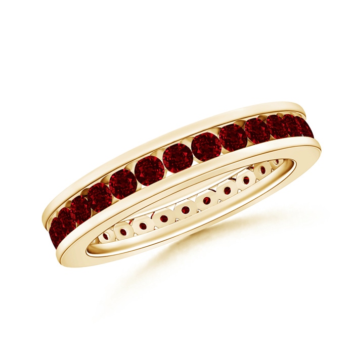 2mm AAAA Channel Set Eternity Ruby Wedding Band in 55 Yellow Gold