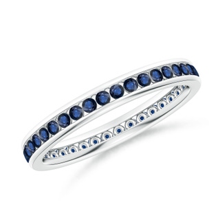 1.5mm AA Channel Set Eternity Sapphire Wedding Band in 55 White Gold