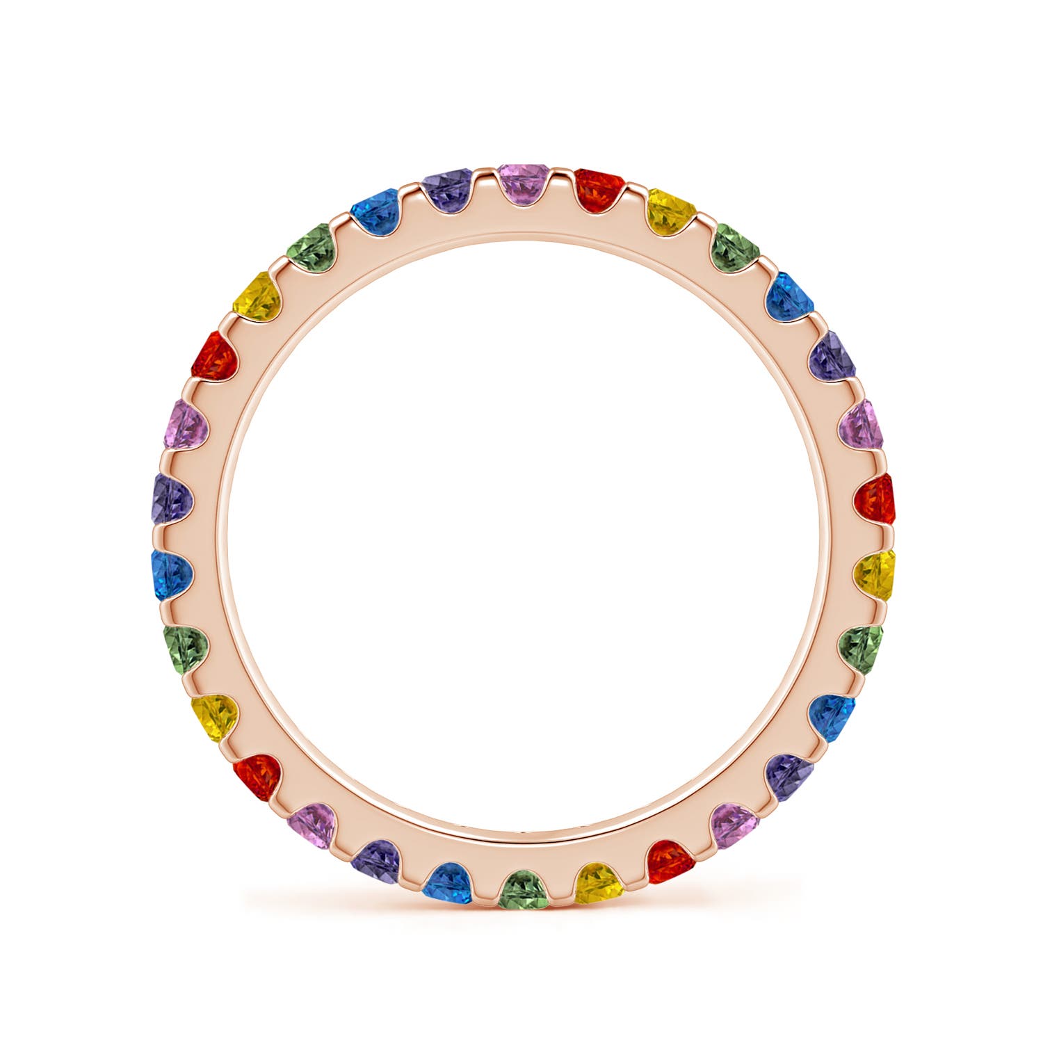 2mm AAA Spectra Prong-Set Round Multi-Sapphire Eternity Band in 60 Rose Gold - side 2