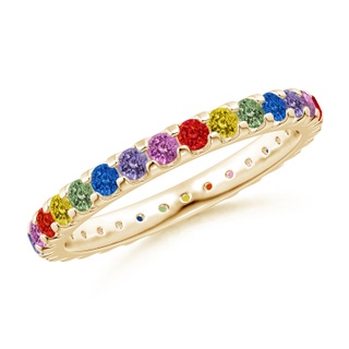 2mm AAA Spectra Prong-Set Round Multi-Sapphire Eternity Band in 60 Yellow Gold