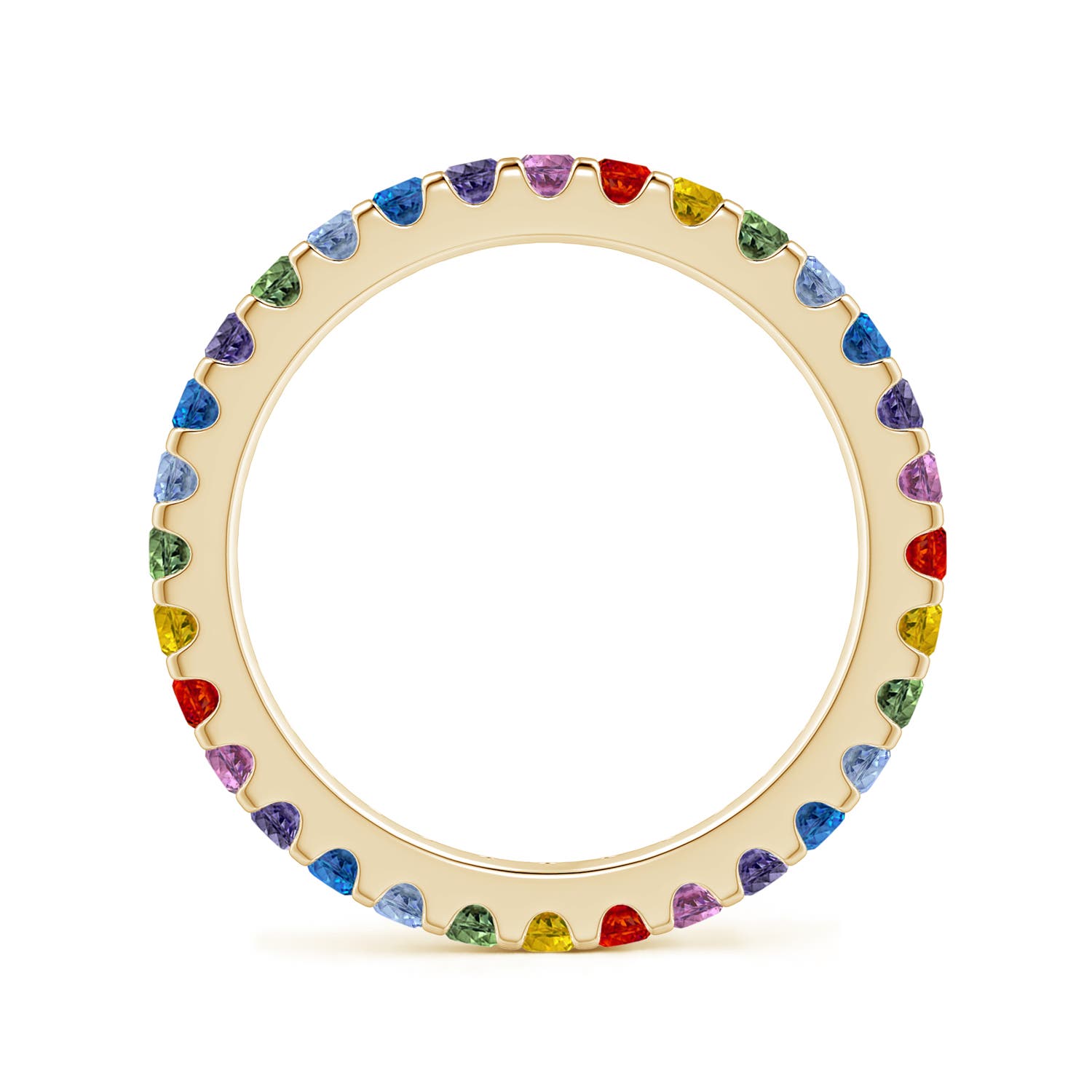 2mm AAA Spectra Prong-Set Round Multi-Sapphire Eternity Band in 70 Yellow Gold - side 2