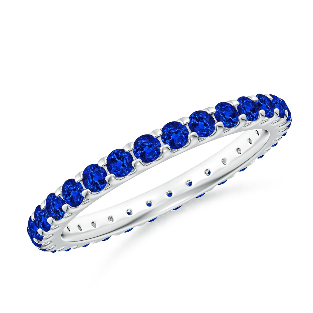 2mm AAAA Shared Prong Set Eternity Sapphire Wedding Band in 70 White Gold