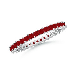 1.5mm AA Shared Prong Set Square Ruby Eternity Band in 55 White Gold