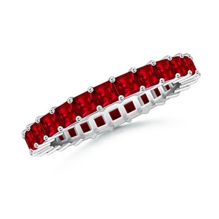 2.3mm AAAA Shared Prong Set Square Ruby Eternity Band in 55 P950 Platinum