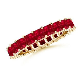 2.9mm AAA Shared Prong Set Square Ruby Eternity Band in 55 Yellow Gold
