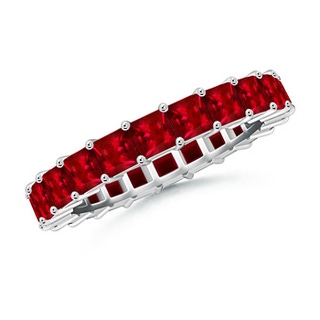 2.9mm AAAA Shared Prong Set Square Ruby Eternity Band in 55 P950 Platinum