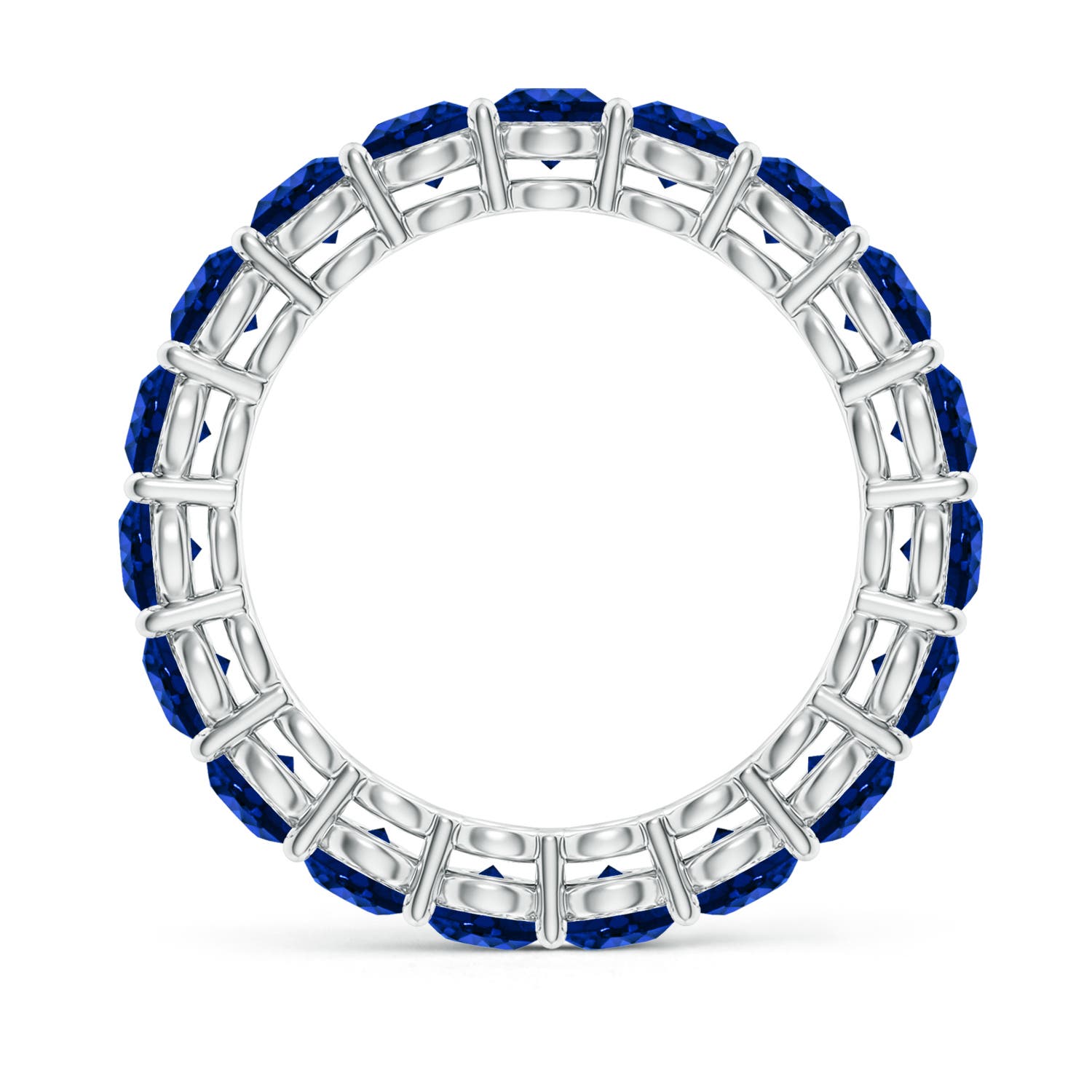 3.5mm AAAA Prong-Set Round Blue Sapphire Eternity Wedding Band in 50 P950 Platinum