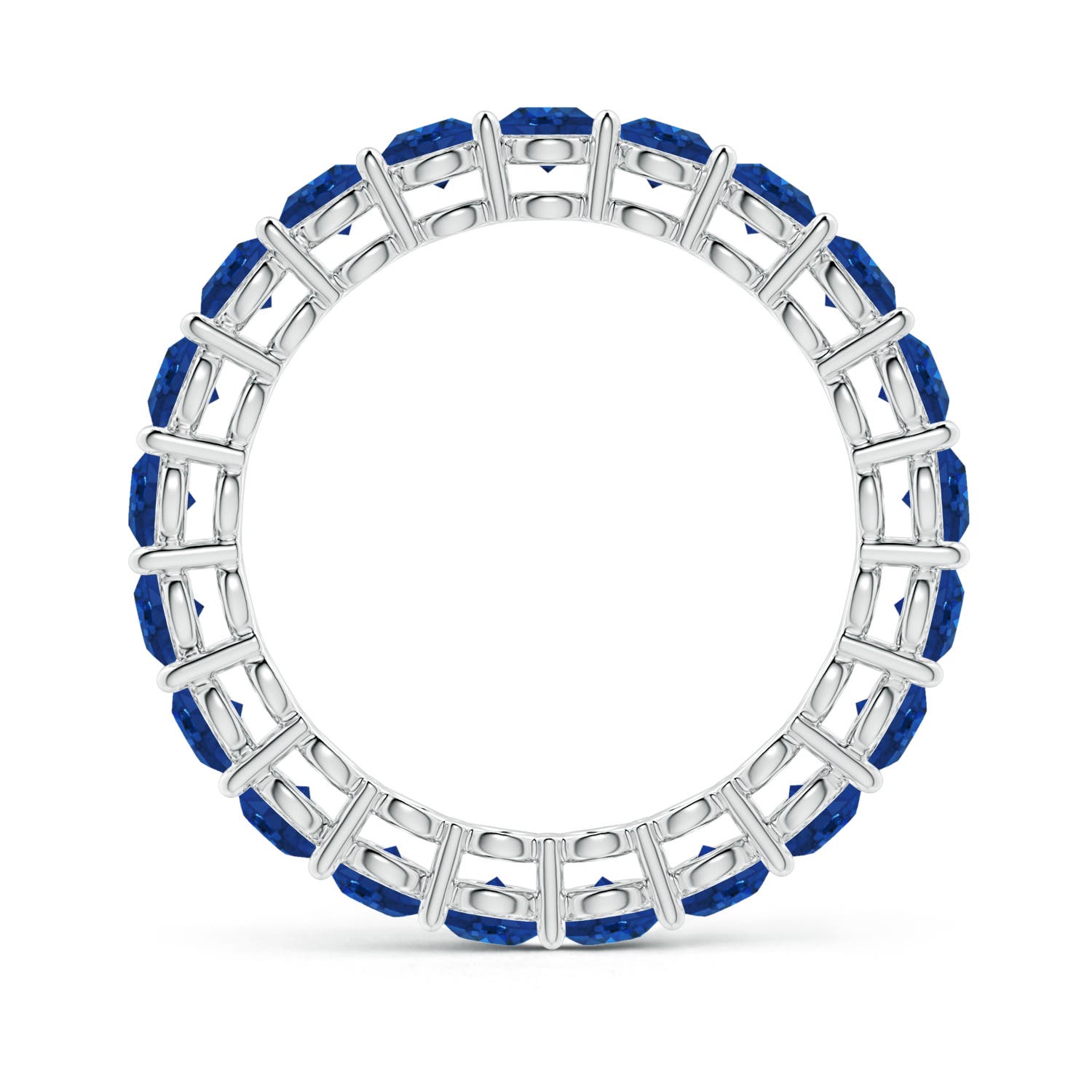 3mm AAA Prong-Set Round Blue Sapphire Eternity Wedding Band in 55 White Gold