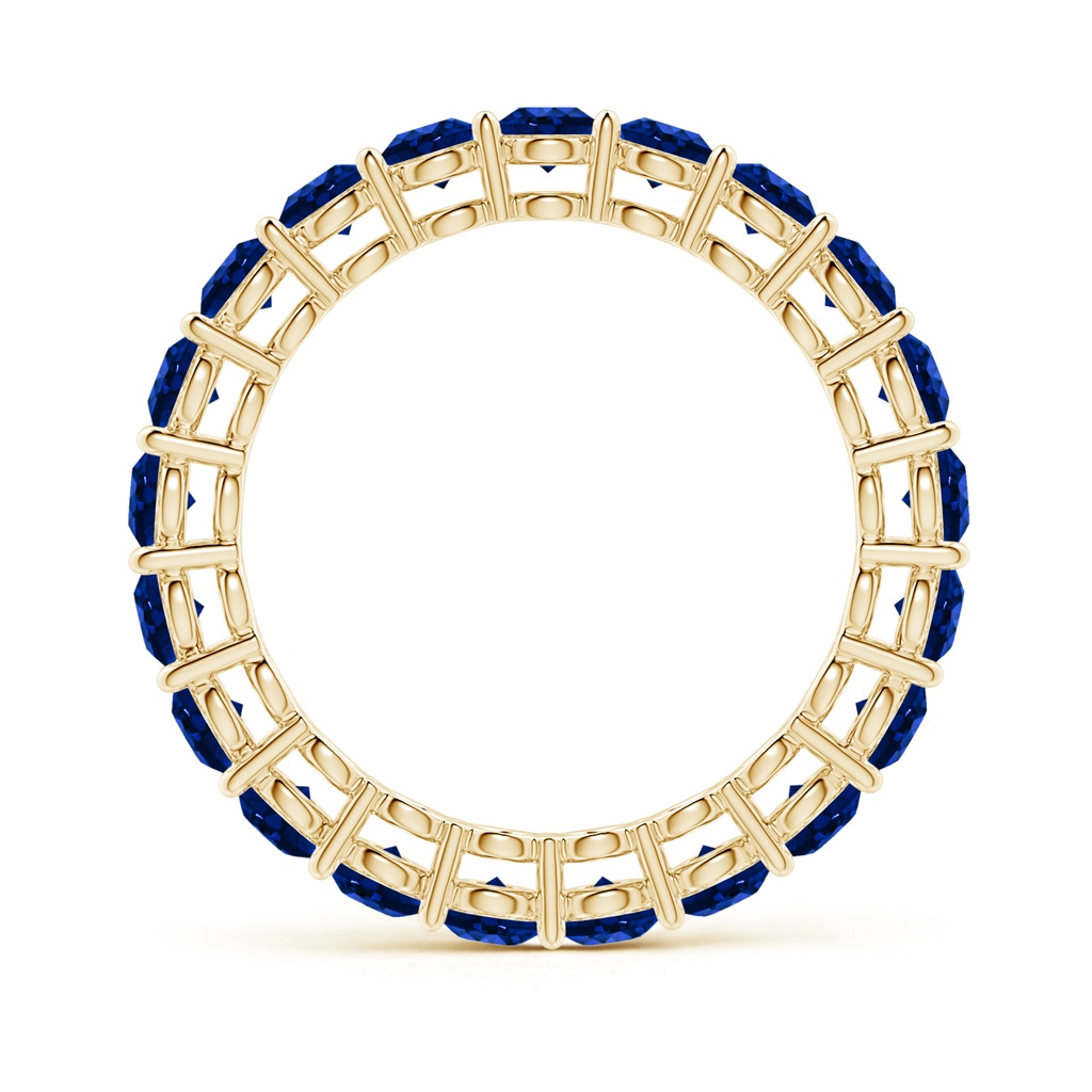 3mm AAAA Prong-Set Round Blue Sapphire Eternity Wedding Band in 50 Yellow Gold - side 199