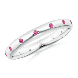 1.3mm AAA Gypsy-Set Round Pink Sapphire Eternity Band in White Gold