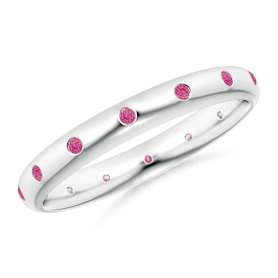 1.3mm AAA Gypsy-Set Round Pink Sapphire Eternity Band in White Gold 